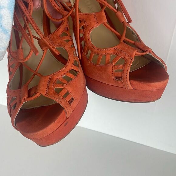 Vera Wang Lace Up Slingback Platform Heeled Sandals 7 - Picture 11 of 15